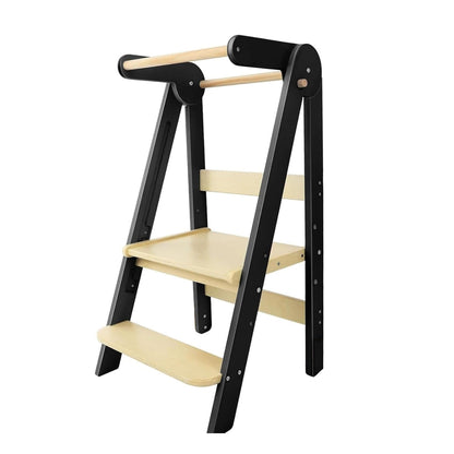 Tour d'apprentissage pliable pour enfants avec tabouret escamotable