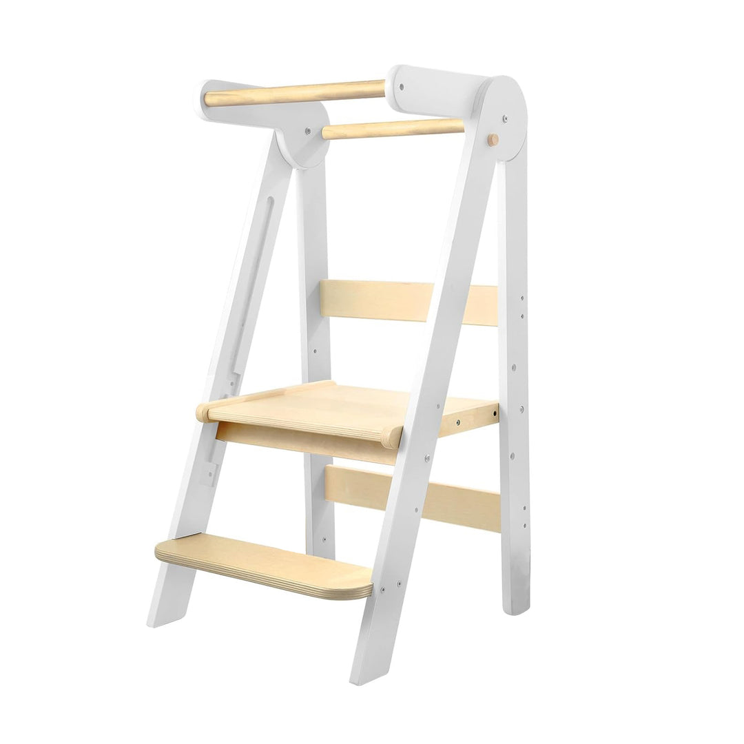 Tour d'apprentissage pliable pour enfants avec tabouret escamotable