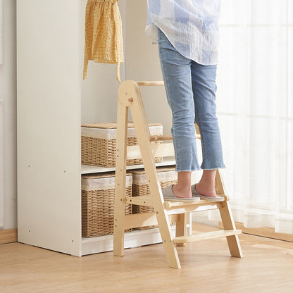 Tour d'apprentissage pliable pour enfants avec tabouret escamotable