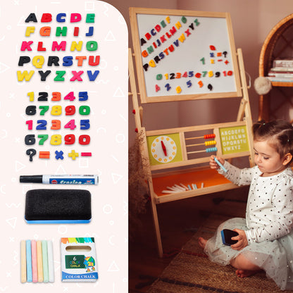 Chevalet enfant double face magnétique et ardoise avec accessoires