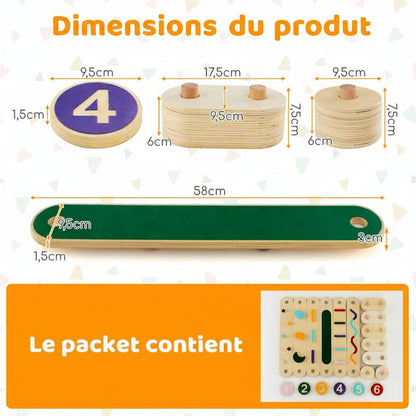 Parcours d’équilibre modulable en bois avec poutres et plots