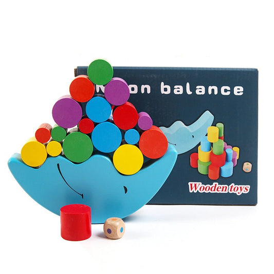 Montessori Wooden Moon Balancing Game for Kids – Fine Motor Skills Stacking Toy