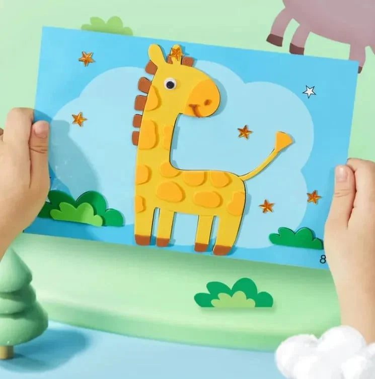 Set de Stickers Animaux 3D pour Enfants – Kit Créatif DIY de Loisirs Créatifs