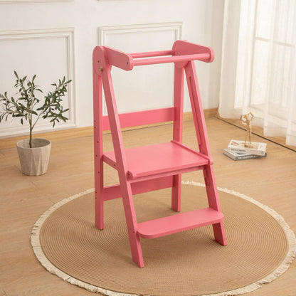 Tour d'apprentissage pliable pour enfants avec tabouret escamotable