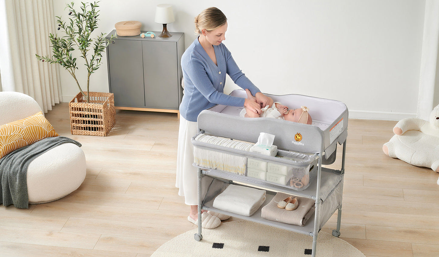Table à langer pliable avec rangement