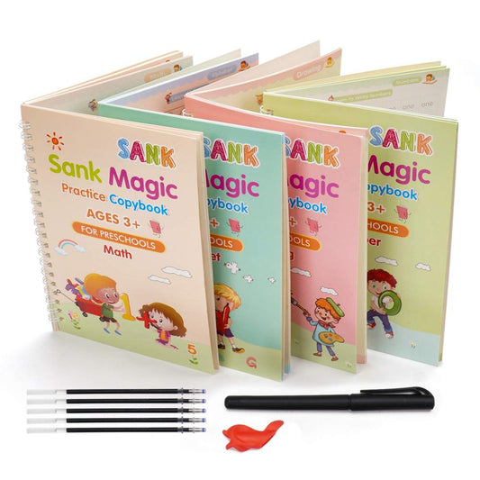 Cahiers Magiques de Pratique Réutilisables – Apprentissage de l’Écriture, Lettres et Chiffres pour Enfants Montessori