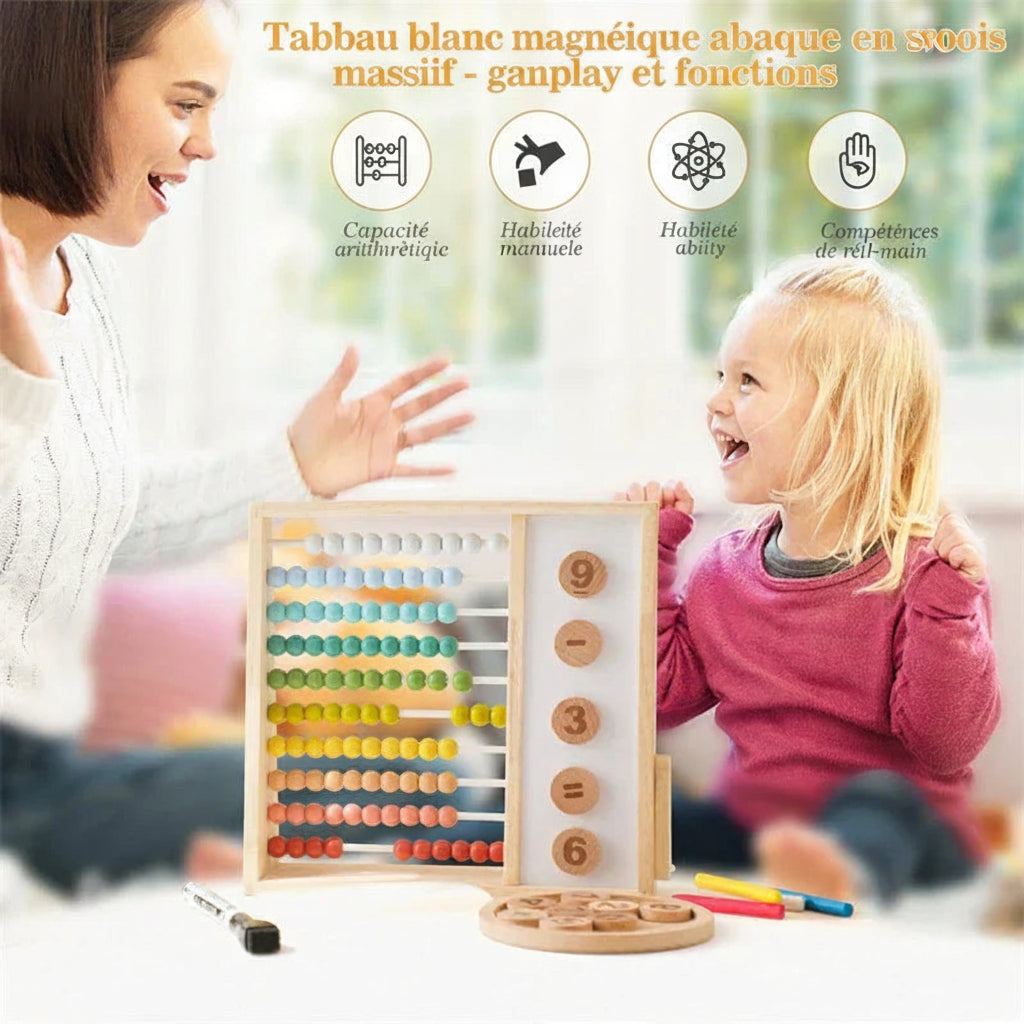 Boulier magnétique en bois avec chiffres et couleurs