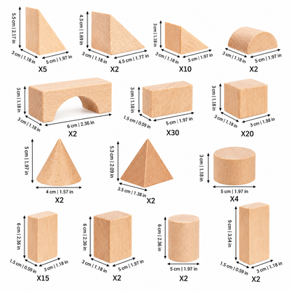 Jeu de construction en bois de hêtre – 100 blocs