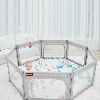 Parc pour bébé modulaire et réglable avec panneaux à verrouillage angulaire