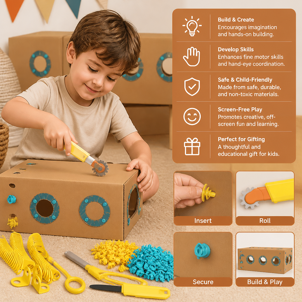 Kit d’outils pour constructions en carton pour enfants