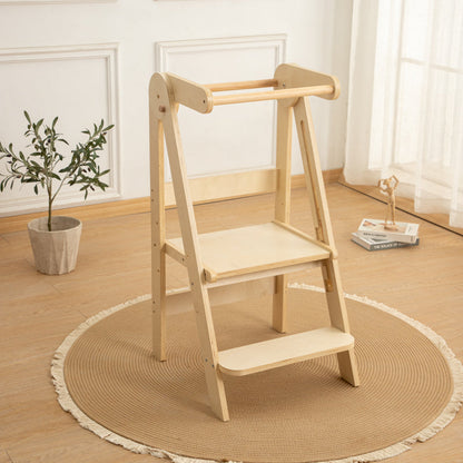 Tour d'apprentissage pliable pour enfants avec tabouret escamotable