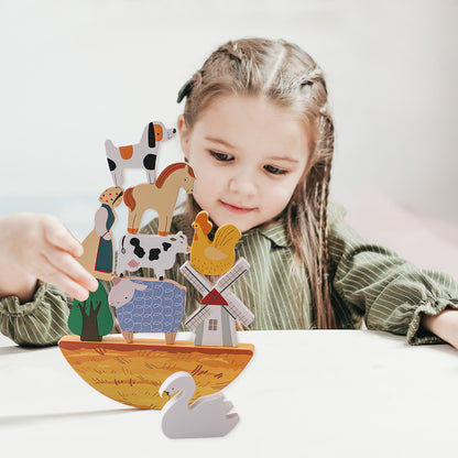 Ferme miniature pliable en bois avec animaux – 18 pièces