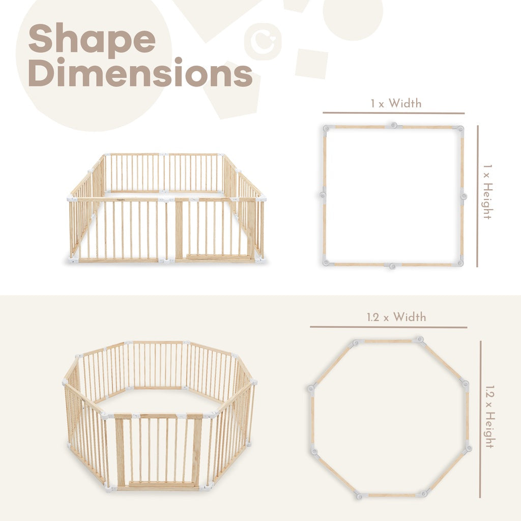 Parc pour bébé en bois naturel avec panneaux pliables