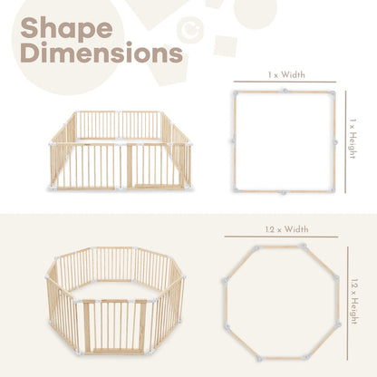 Parc pour bébé en bois naturel avec panneaux pliables
