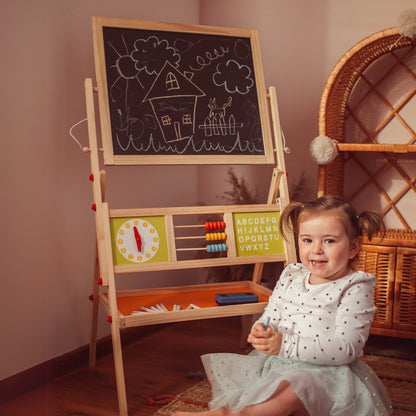Chevalet enfant double face magnétique et ardoise avec accessoires