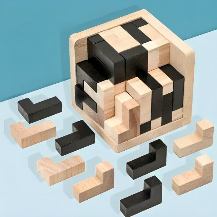 Puzzle 3D en Bois – Jeu de Réflexion et Casse-Tête pour Enfants et Adultes