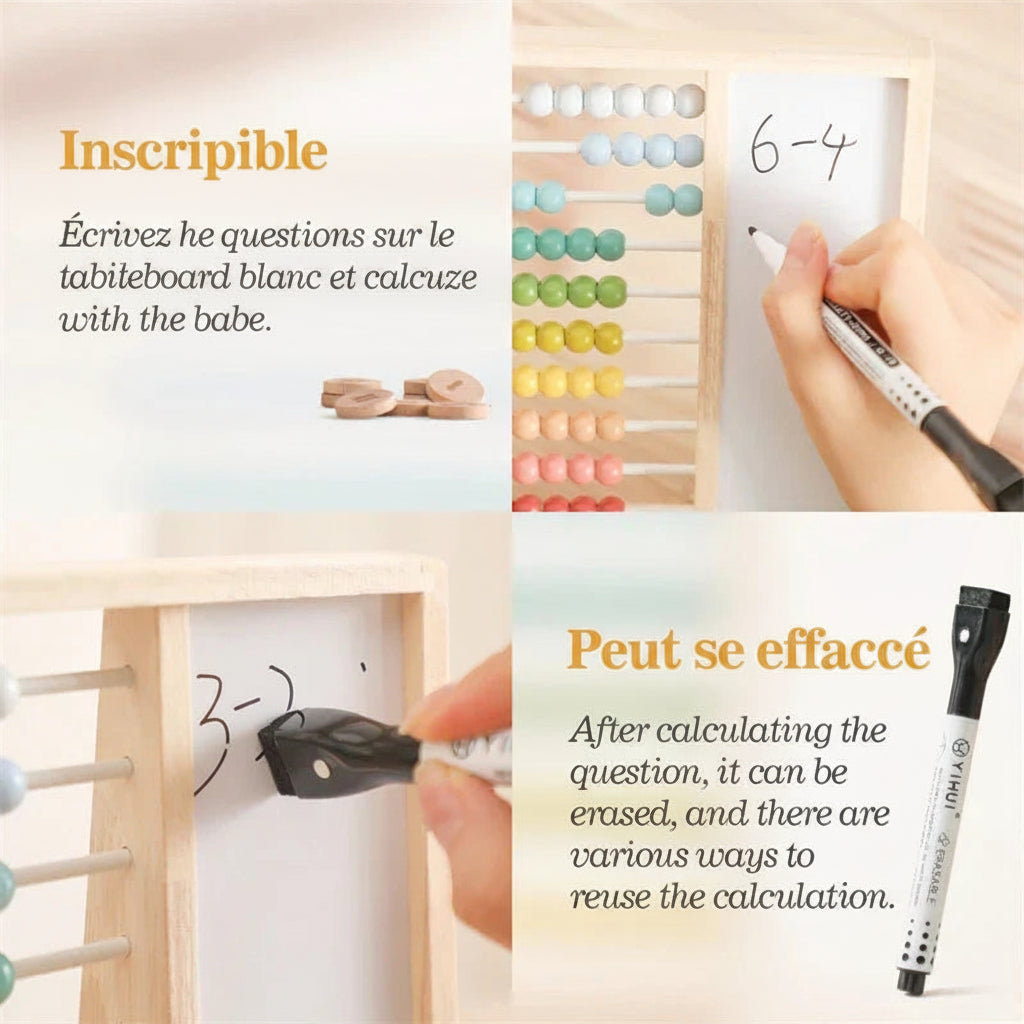 Boulier magnétique en bois avec chiffres et couleurs
