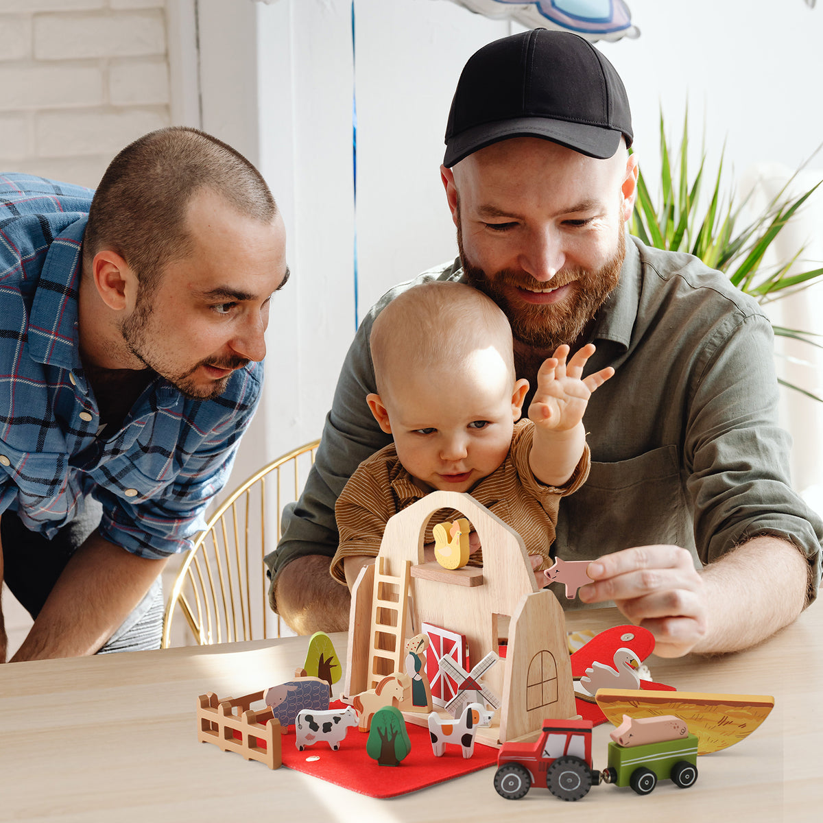 Ferme miniature pliable en bois avec animaux – 18 pièces