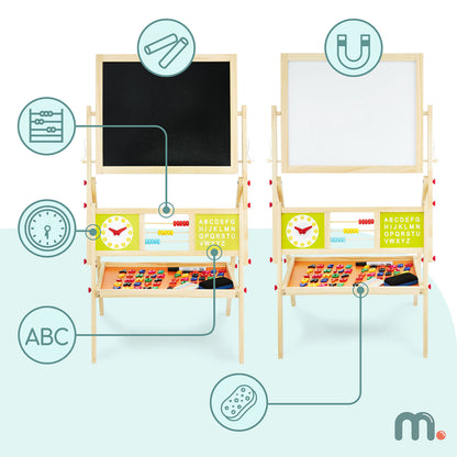 Chevalet enfant double face magnétique et ardoise avec accessoires
