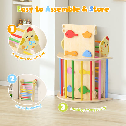Kit d’escalade 7-en-1 en bois avec triangle, arche et rampe