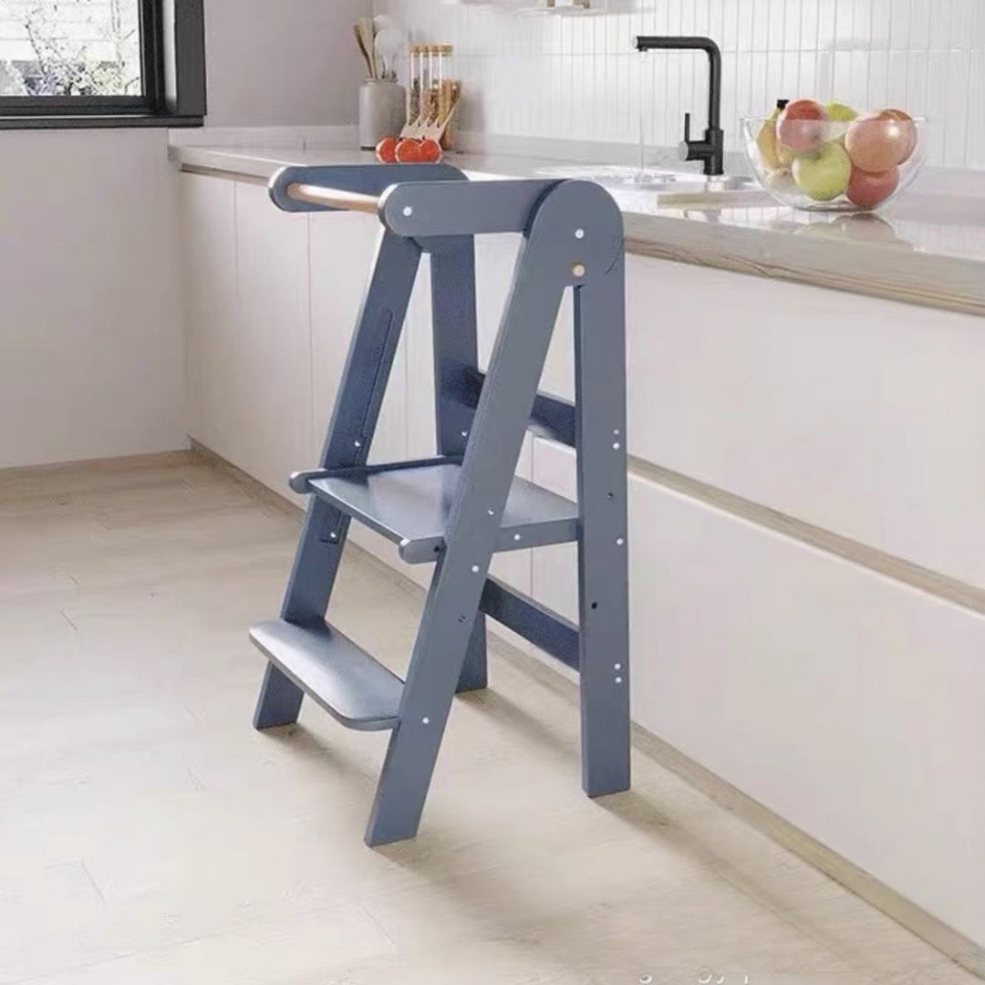 Tour d'apprentissage pliable pour enfants avec tabouret escamotable