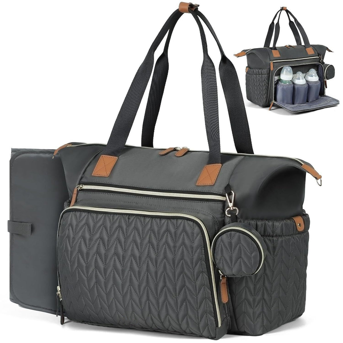 Sac à langer imperméable grande capacité avec matelas et étui à tétine