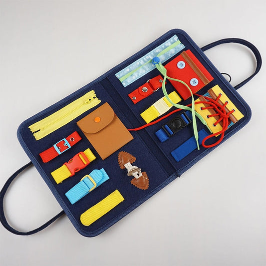Montessori Busy Board – Jouet d'activités sensorielles en bois pour le développement de la motricité fine des tout-petits