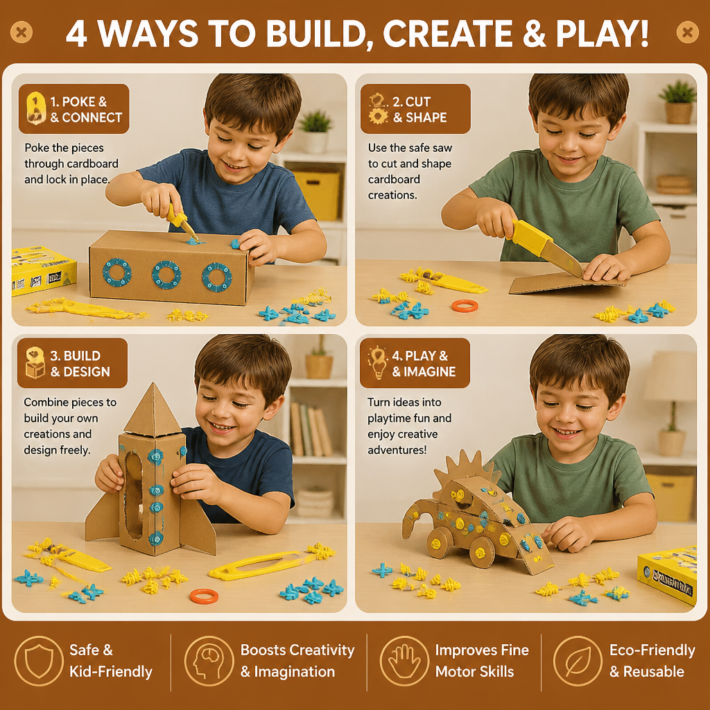 Kit d’outils pour constructions en carton pour enfants