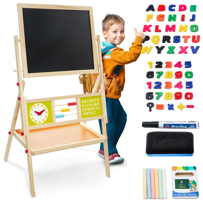 Chevalet enfant double face magnétique et ardoise avec accessoires