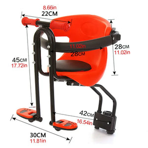 Siège vélo avant pour enfant avec barre de maintien et repose-pieds