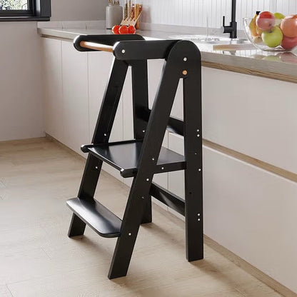 Tour d'apprentissage pliable pour enfants avec tabouret escamotable
