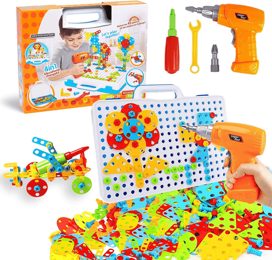 Kit de Construction Éducatif STEM avec Perceuse Électrique – Jeu de Bricolage Créatif 237 Pièces pour Enfants