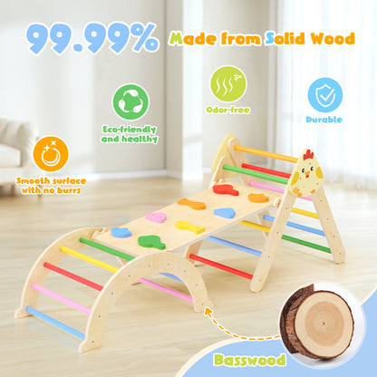 Kit d’escalade 7-en-1 en bois avec triangle, arche et rampe