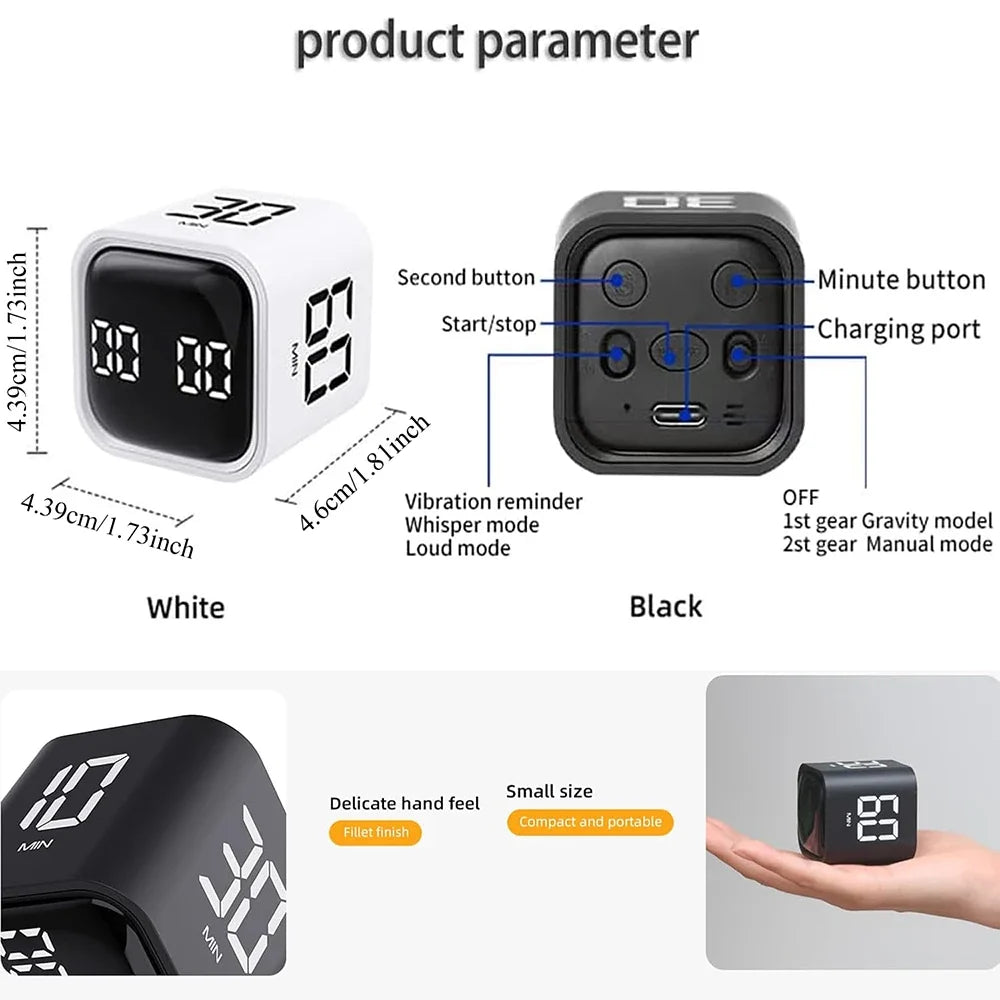 Minuteur cube numérique à retourner