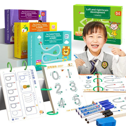 Ensemble de Livres de Traçage Magiques pour Enfants – Cahiers Réutilisables d’Écriture, Lettres et Chiffres Montessori