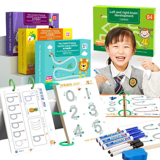 Ensemble de Livres de Traçage Magiques pour Enfants – Cahiers Réutilisables d’Écriture, Lettres et Chiffres Montessori