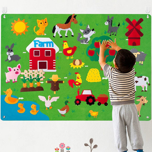 Tableau en feutre Montessori Farm – Ensemble éducatif de 33 animaux pour enfants et tout-petits