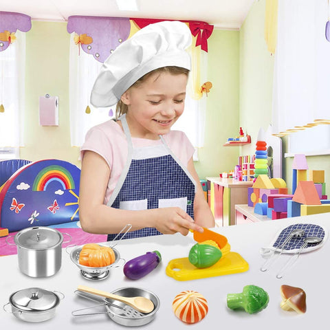 Ensemble de cuisine en bois Montessori pour enfants – Jouet de cuisine pour jeux de rôle