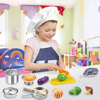 Ensemble de cuisine en bois Montessori pour enfants – Jouet de cuisine pour jeux de rôle