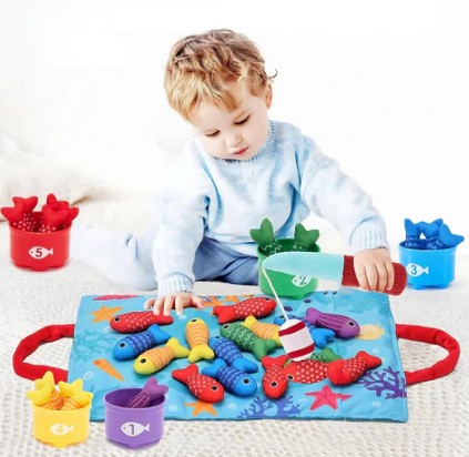 Jeu de Pêche Magnétique Montessori en Bois – Jouet Éducatif pour Enfants Développement Motricité Fine