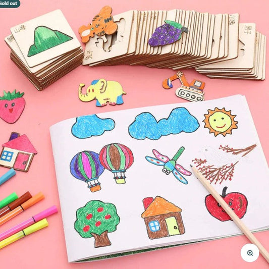 Jouet de Dessin Montessori pour Enfants – Pochoirs de Peinture Créatifs DIY | Activité Artistique et Éducative