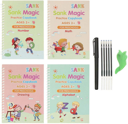 Cahiers Magiques de Pratique Réutilisables – Apprentissage de l’Écriture, Lettres et Chiffres pour Enfants Montessori