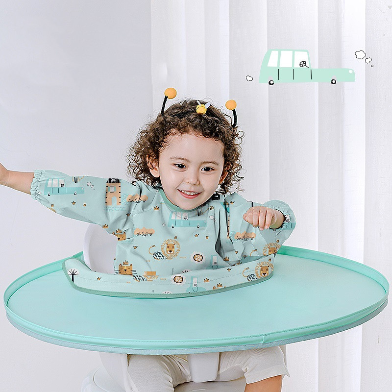 Bavoir Bébé avec Tapis de Table Imperméable pour Chaise Haute