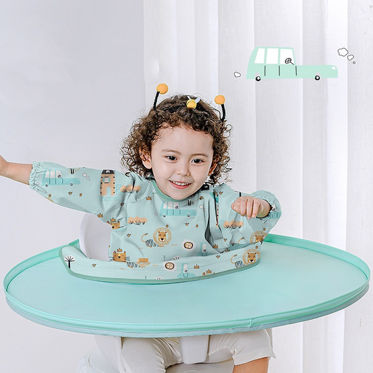 Bavoir Bébé avec Tapis de Table Imperméable pour Chaise Haute