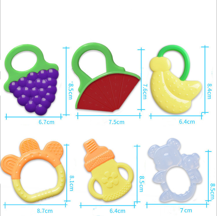 Set d’Anneaux de Dentition pour Bébé – Jouets de Dentition en Silicone Motifs Fruits et Animaux
