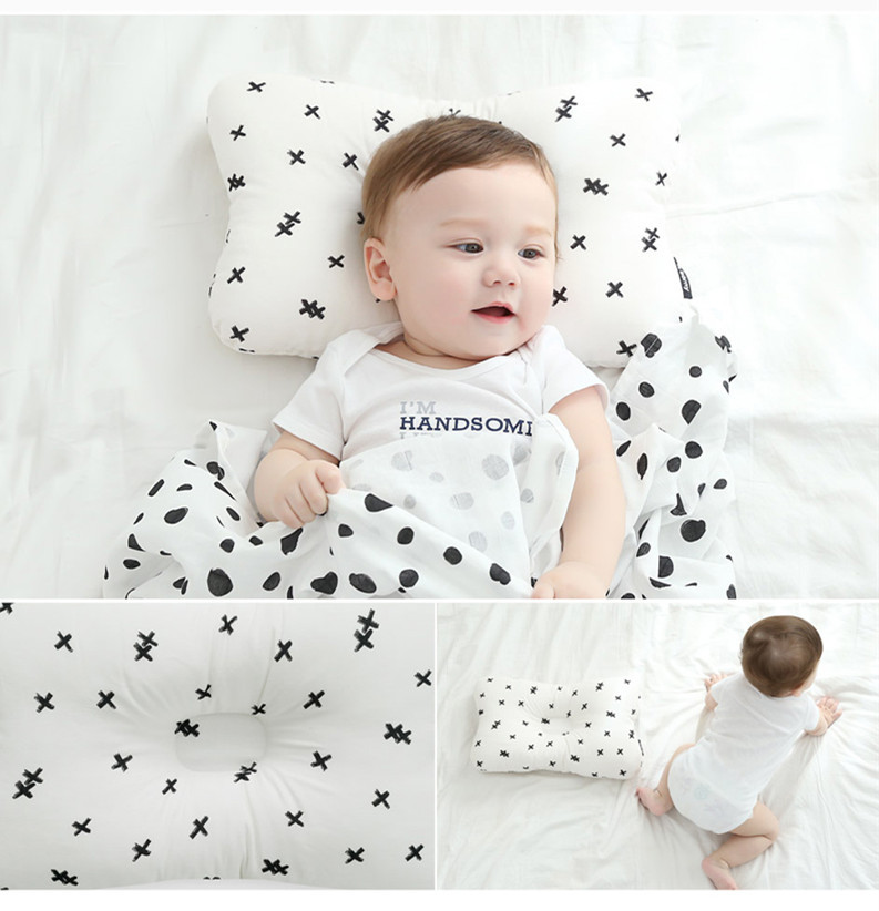Oreiller Plat Bébé avec Appui-Tête Ergonomique Anti Tête Plate