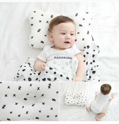 Oreiller Plat Bébé avec Appui-Tête Ergonomique Anti Tête Plate