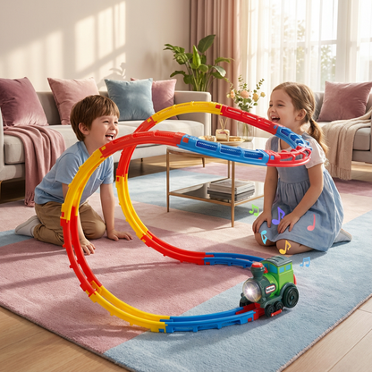 Train Montagnes Russes pour Enfants – Circuit à Boucles avec Sons Réalistes