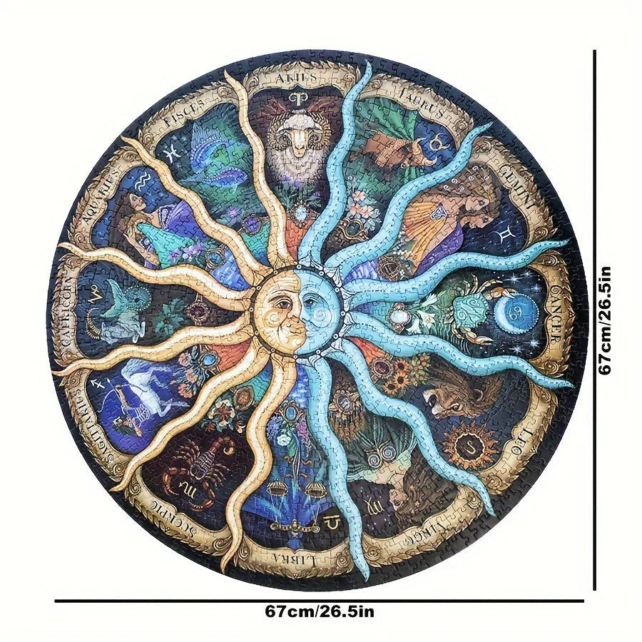 Puzzle rond d'astrologie de 1 000 pièces – Puzzle des signes du zodiaque pour adultes