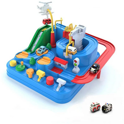 Circuit de Voitures avec Grue et Hélicoptère pour Enfants – Jeu Mécanique, dès 3 ans
